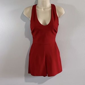 Crystal Sky Red Romper in XS with Pockets and Open Back